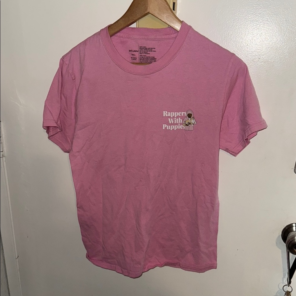 Rappers With Puppies Pink Doubl-sided T-shirt (S) Dog Limited Tagless